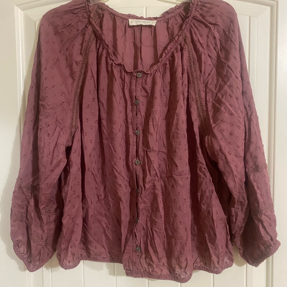 Lucky Brand Pink Bishop Sleeve Blouse